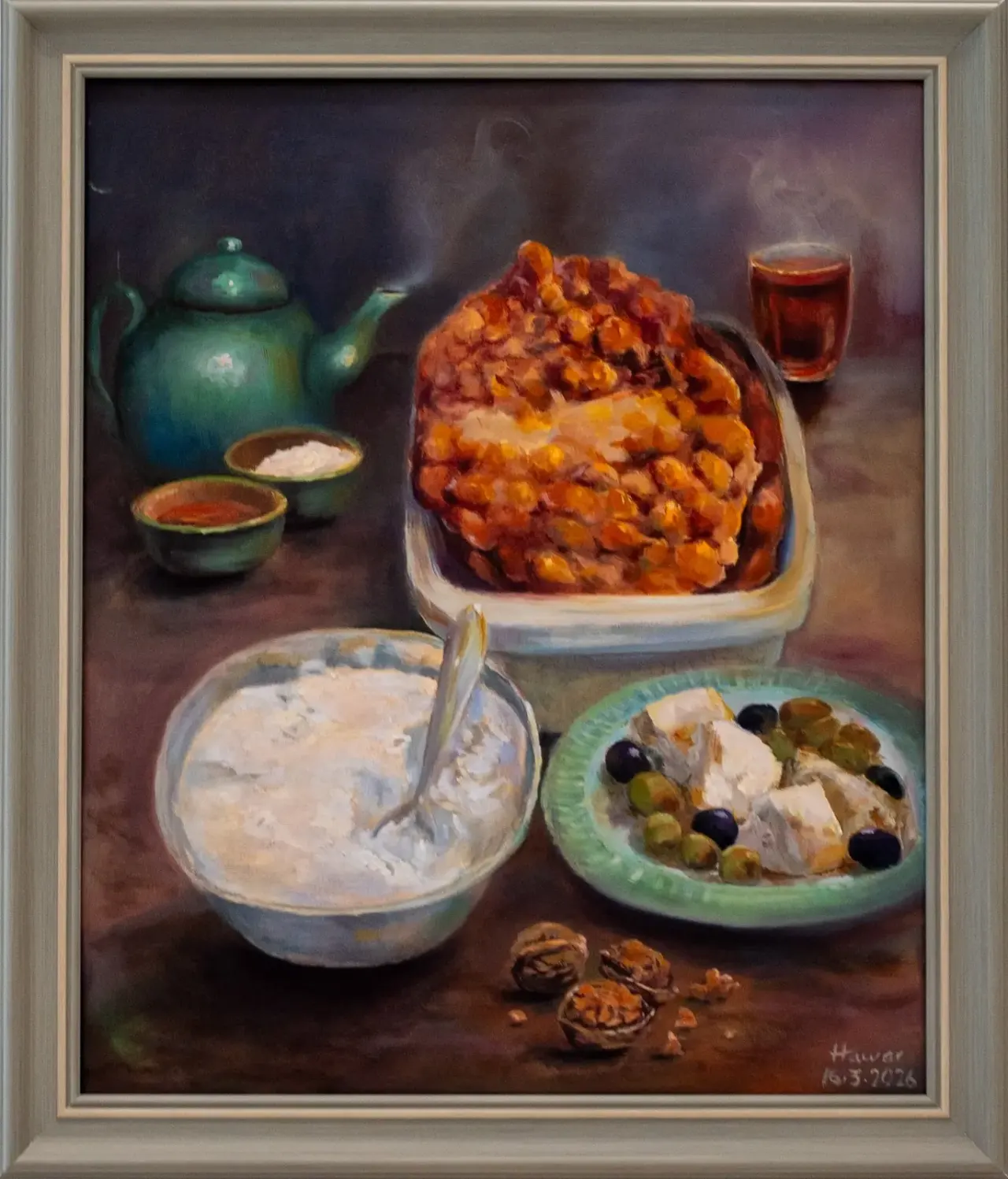نان و چیڕۆک 2 — Oil on canvas, Still Life, by Hawar Arts