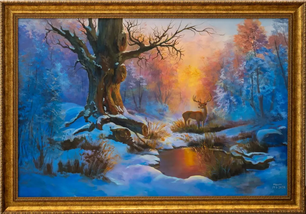 دارگوێزەکەی هەورەمان — Oil on canvas, Landscape, by Hawar Arts