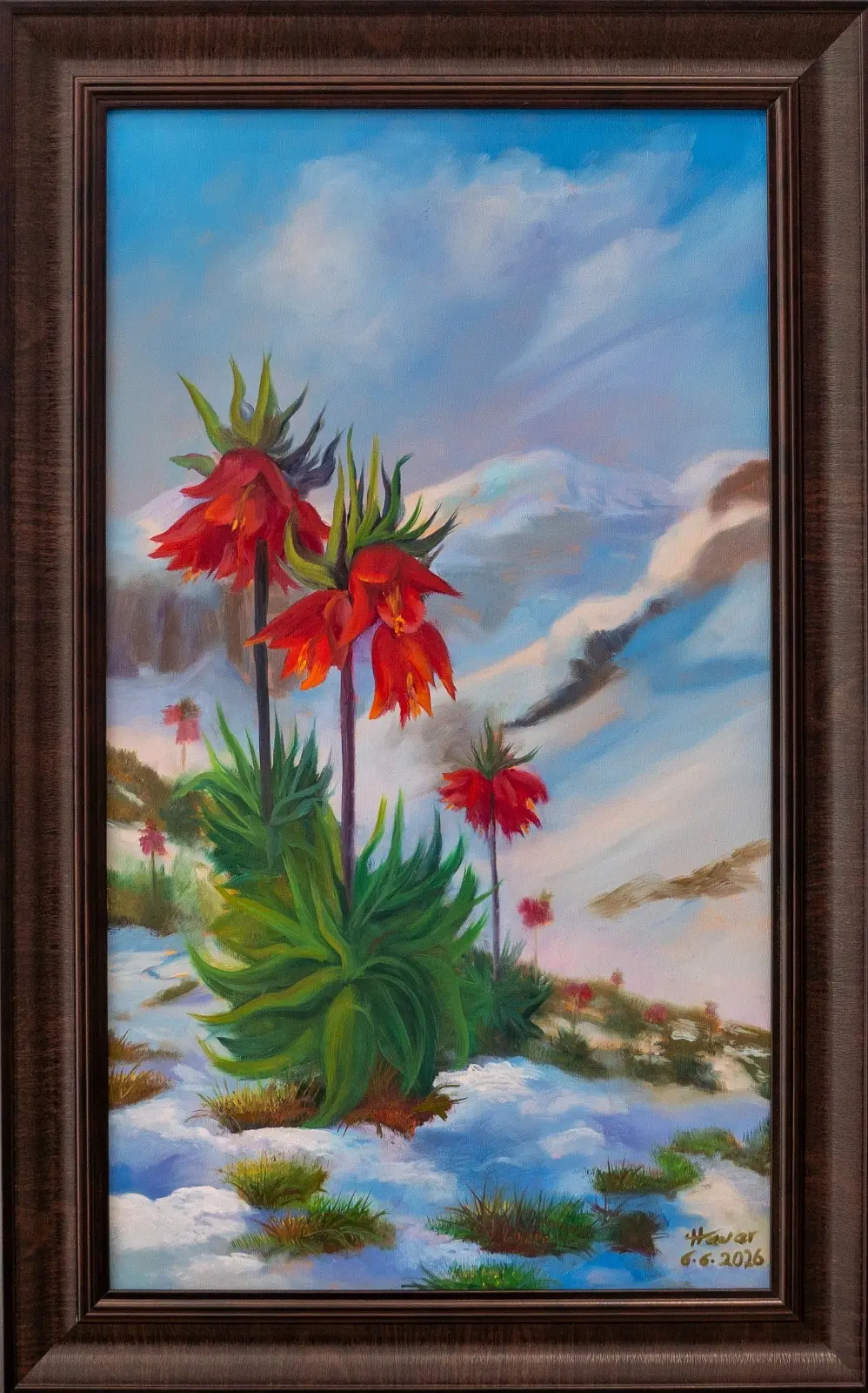 گوڵی شلێر — Oil on canvas, Floral, by Hawar Arts
