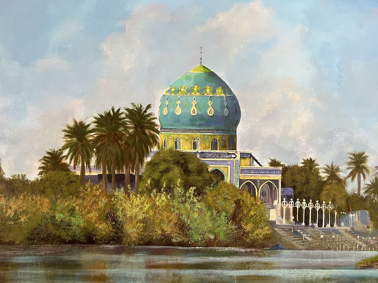 Abu Sidra Shrine / مرقد أبو سدرة — Oil on canvas, Landscape, by Hawar Arts
