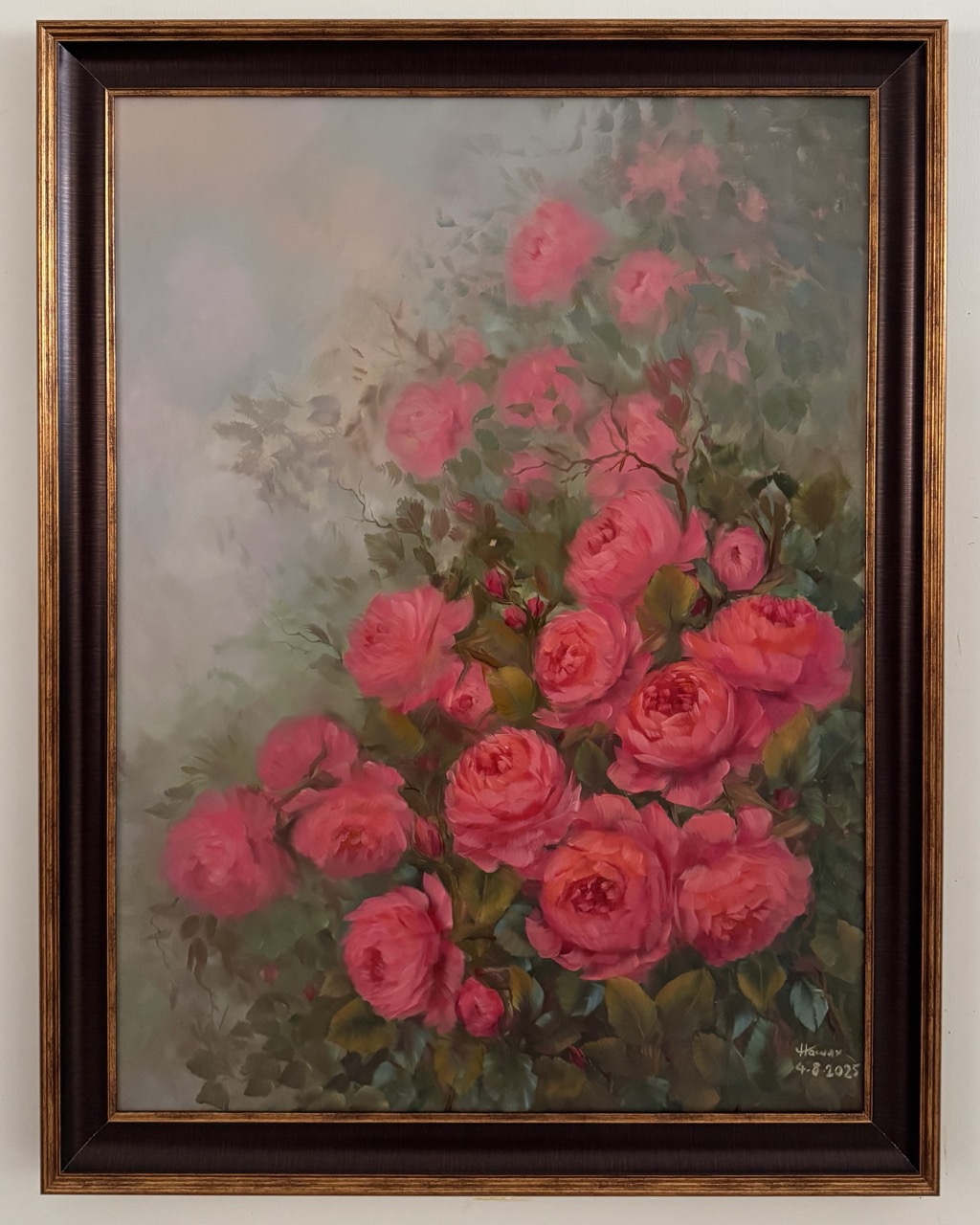 Garden Roses — Oil on canvas, Floral, by Hawar Arts