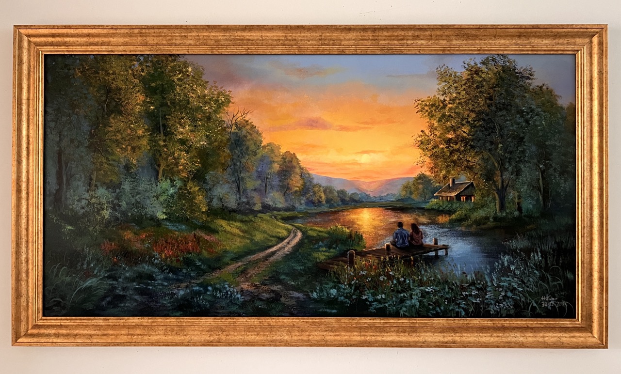 Couple at sunset — Oil on canvas, Landscape, by Hawar Arts