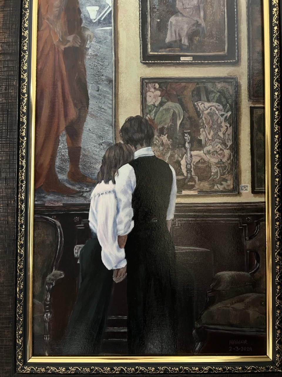 At the Museum — Oil on canvas, Recreation, by Hawar Arts