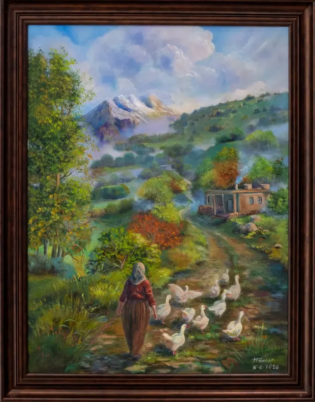 دایک — Oil on canvas, Kurdish Heritage, by Hawar Arts
