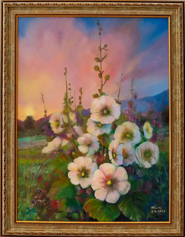 گوڵی هێرۆ — Oil on canvas, Floral, by Hawar Arts