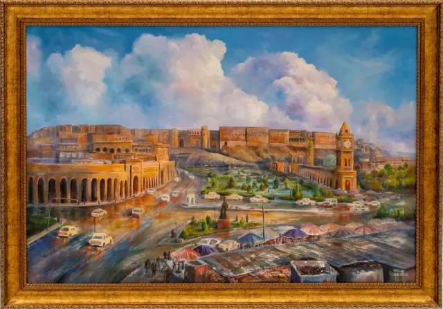 قەڵای هەولێر — Oil on canvas, Landscape, by Hawar Arts