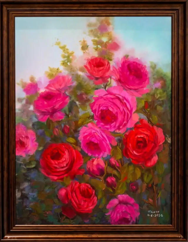 گوڵەباغ — Oil on canvas, Floral, by Hawar Arts
