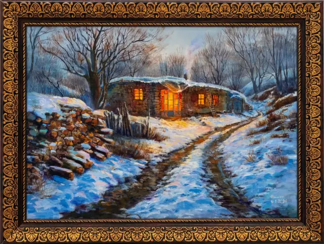 Light in the Cold — Oil on canvas, Landscape, by Hawar Arts