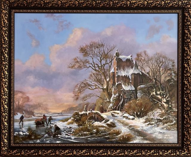 Winter Landscape — Oil on canvas, Recreation, by Hawar Arts