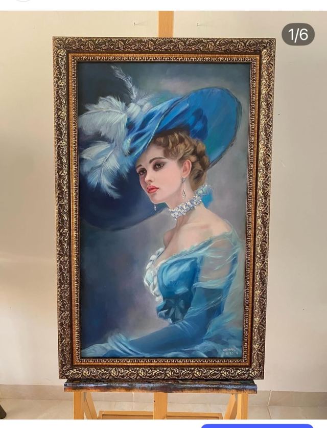 Lady in blue — Oil on canvas, Portraits, by Hawar Arts