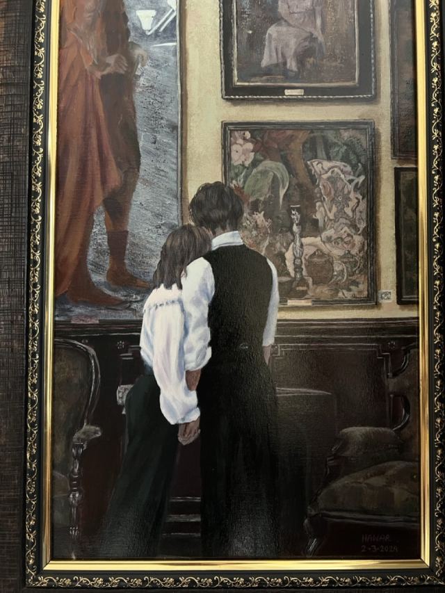 At the Museum — Oil on canvas, Recreation, by Hawar Arts