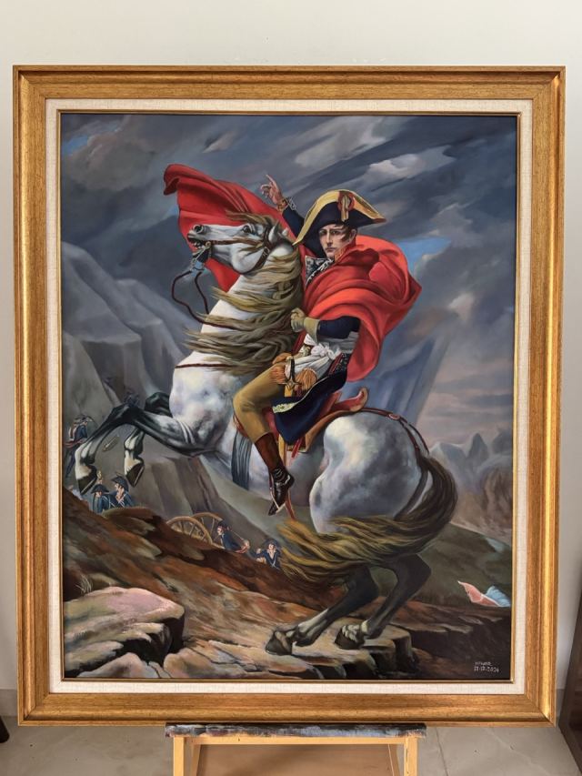 Napoleon Crossing the Alps — Oil on canvas, Recreation, by Hawar Arts