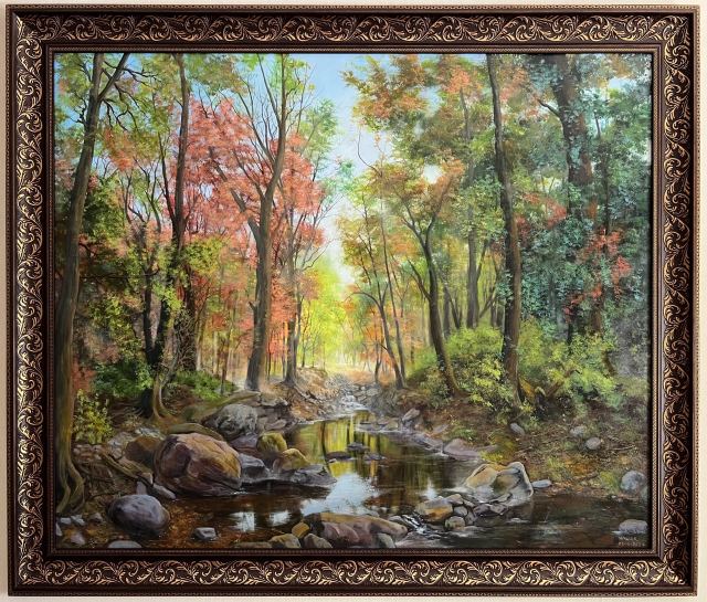 Stream in the Forest — Oil on canvas, Landscape, by Hawar Arts